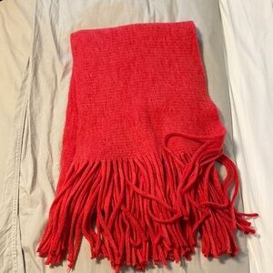 Anthropologie Red Fringe Scarf